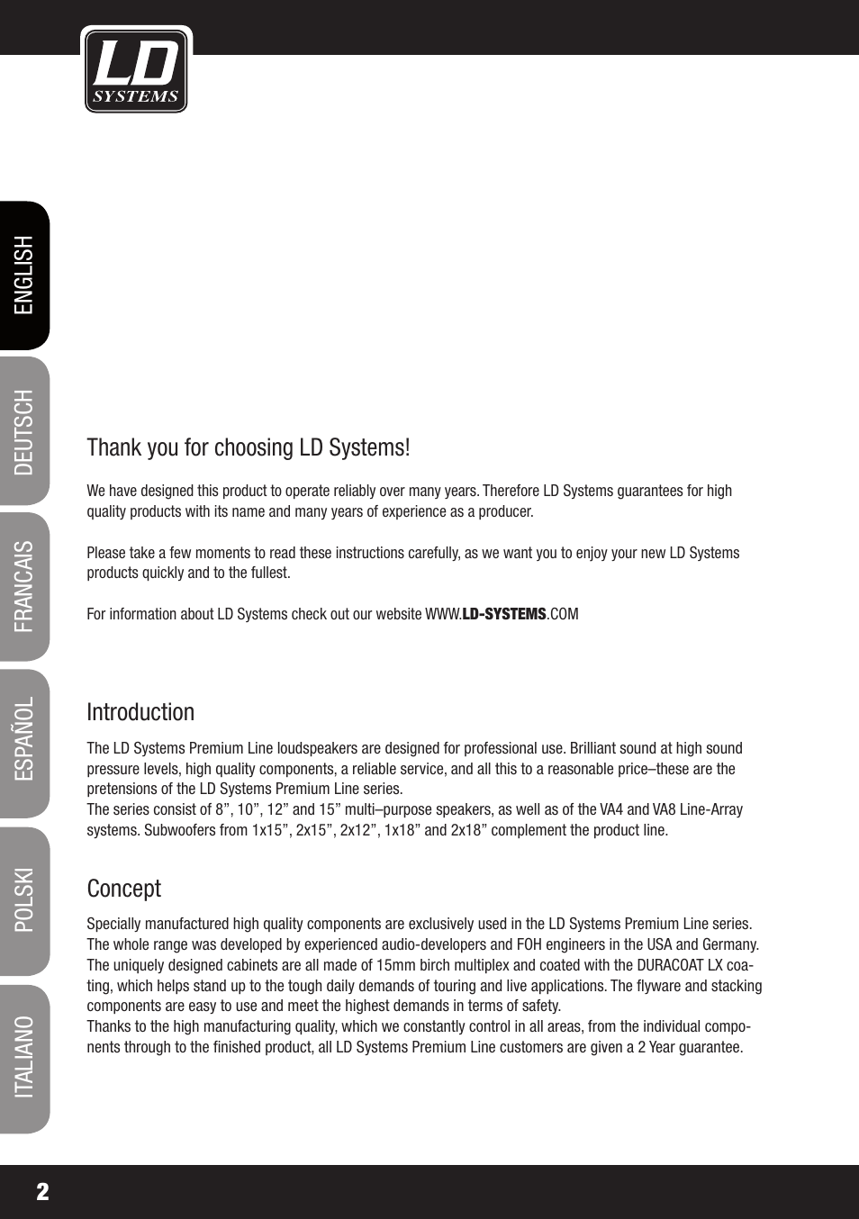 LD Systems V 8 G2 User Manual | Page 2 / 16