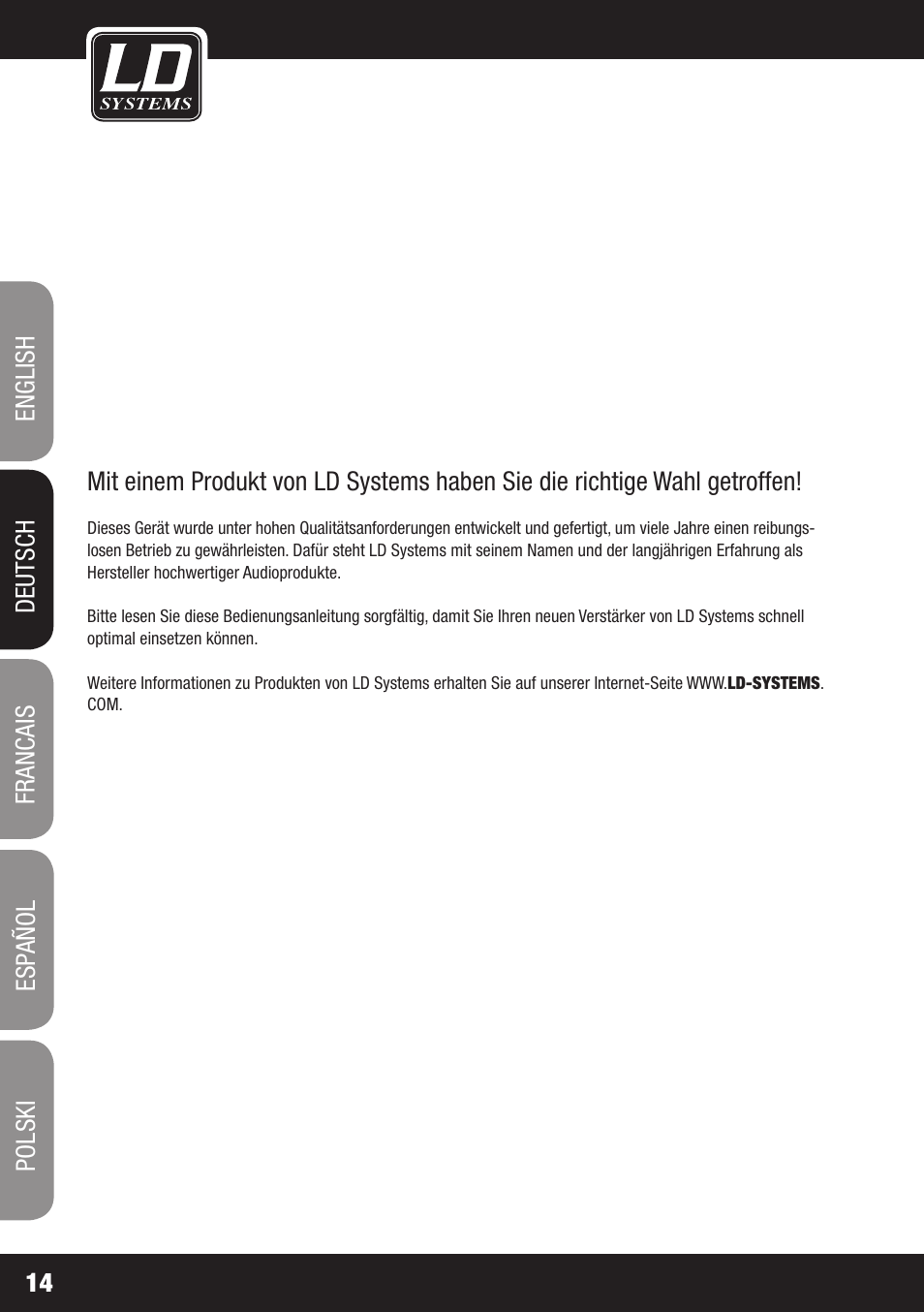 LD Systems DEEP2 4950 User Manual | Page 14 / 64
