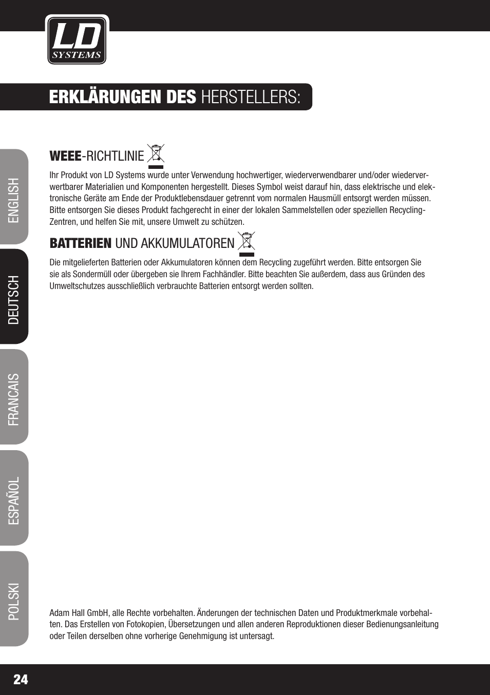 Erklärungen des herstellers | LD Systems DEEP2 4950 User Manual | Page 24 / 64