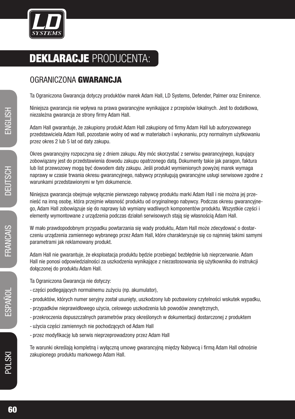 Deklaracje producenta | LD Systems DEEP2 4950 User Manual | Page 60 / 64