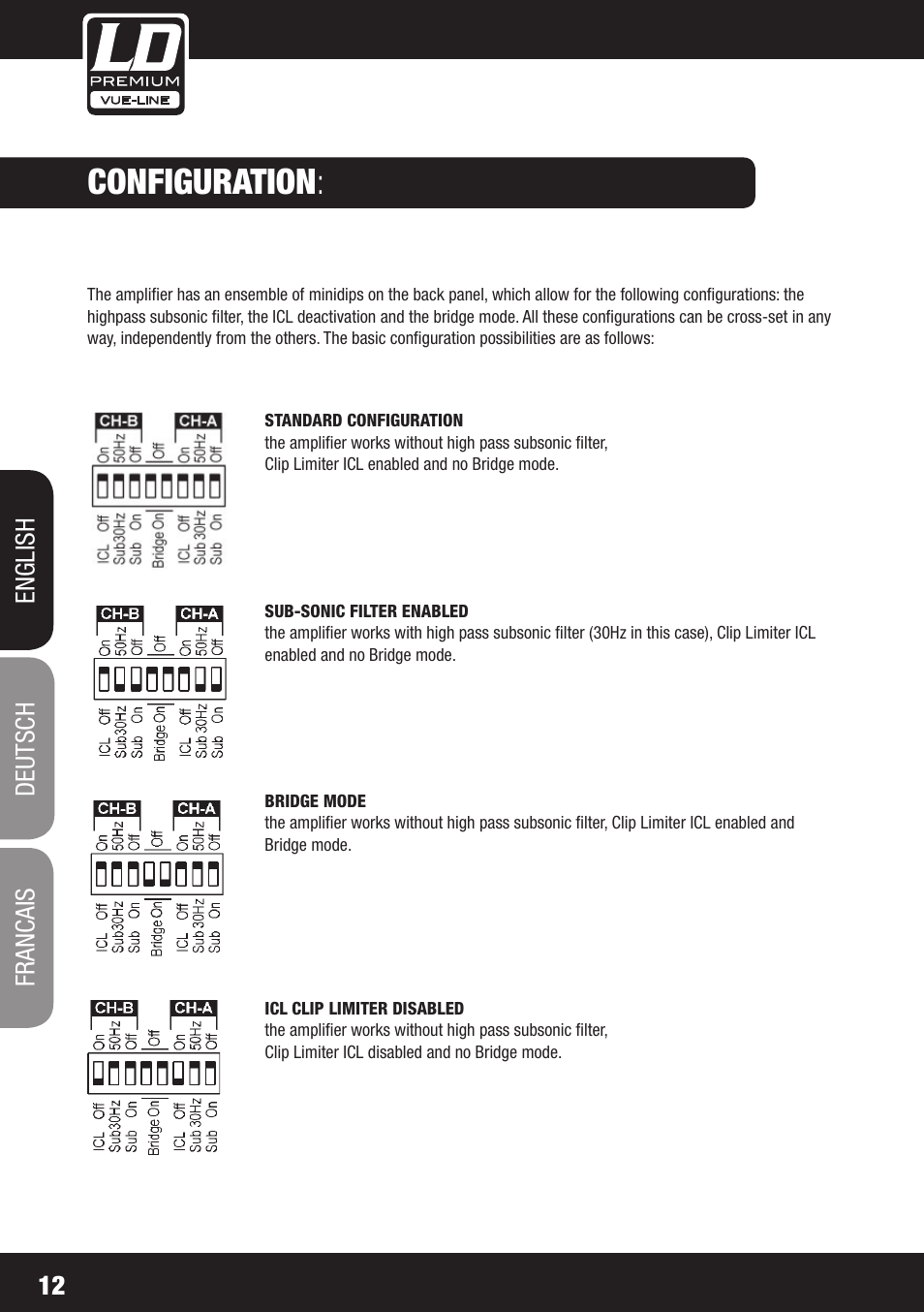 Configuration, 12 english deutsch francais | LD Systems SP 6K User Manual | Page 12 / 56