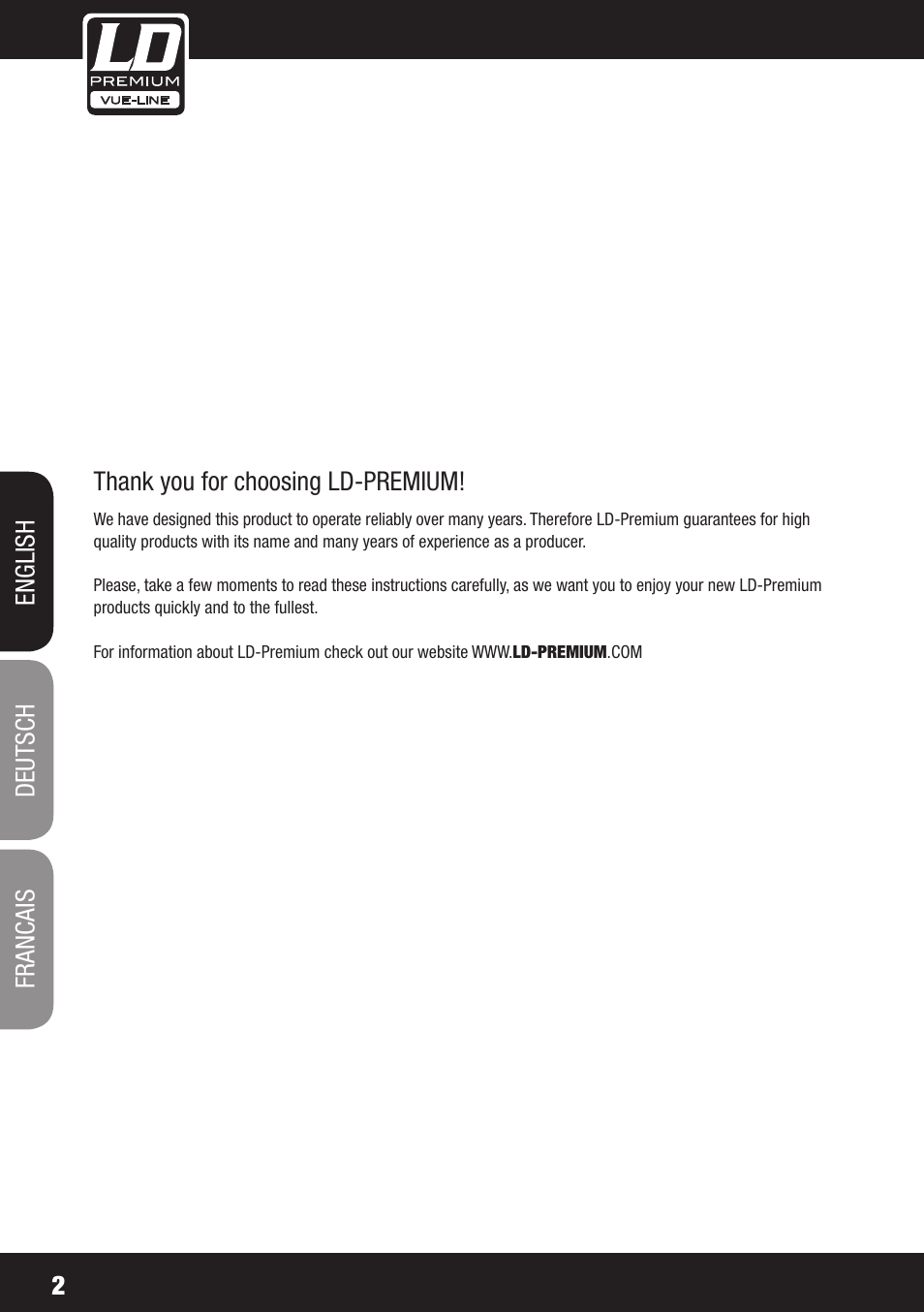 English deutsch francais | LD Systems SP 6K User Manual | Page 2 / 56