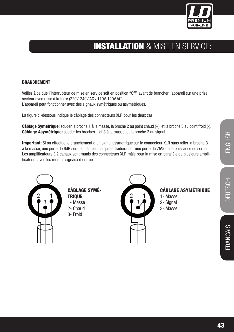 Installation & mise en service | LD Systems SP 6K User Manual | Page 43 / 56