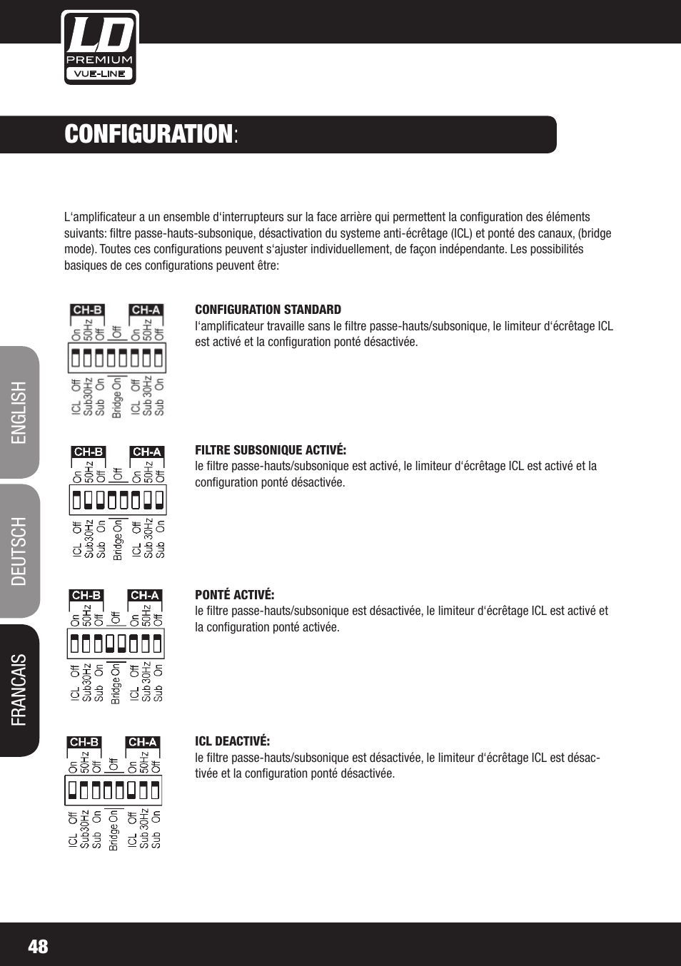 Configuration, 48 english deutsch francais | LD Systems SP 6K User Manual | Page 48 / 56