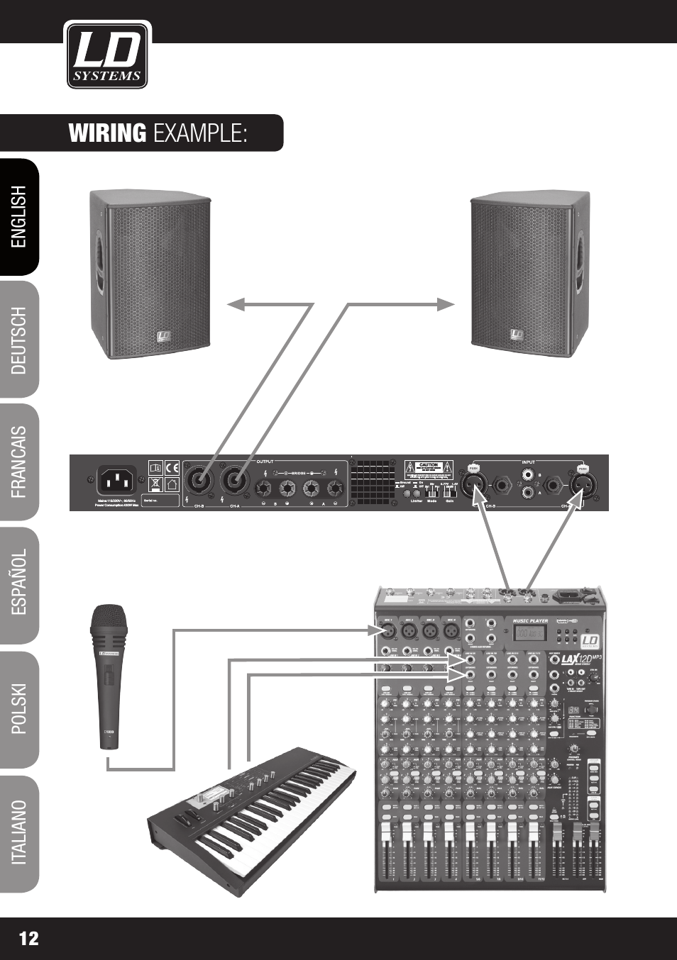 Wiring example | LD Systems XS 700 User Manual | Page 12 / 100