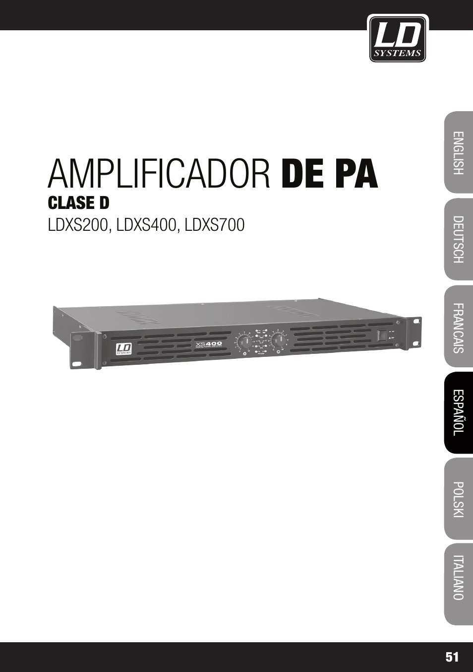 Amplificador de pa | LD Systems XS 700 User Manual | Page 51 / 100