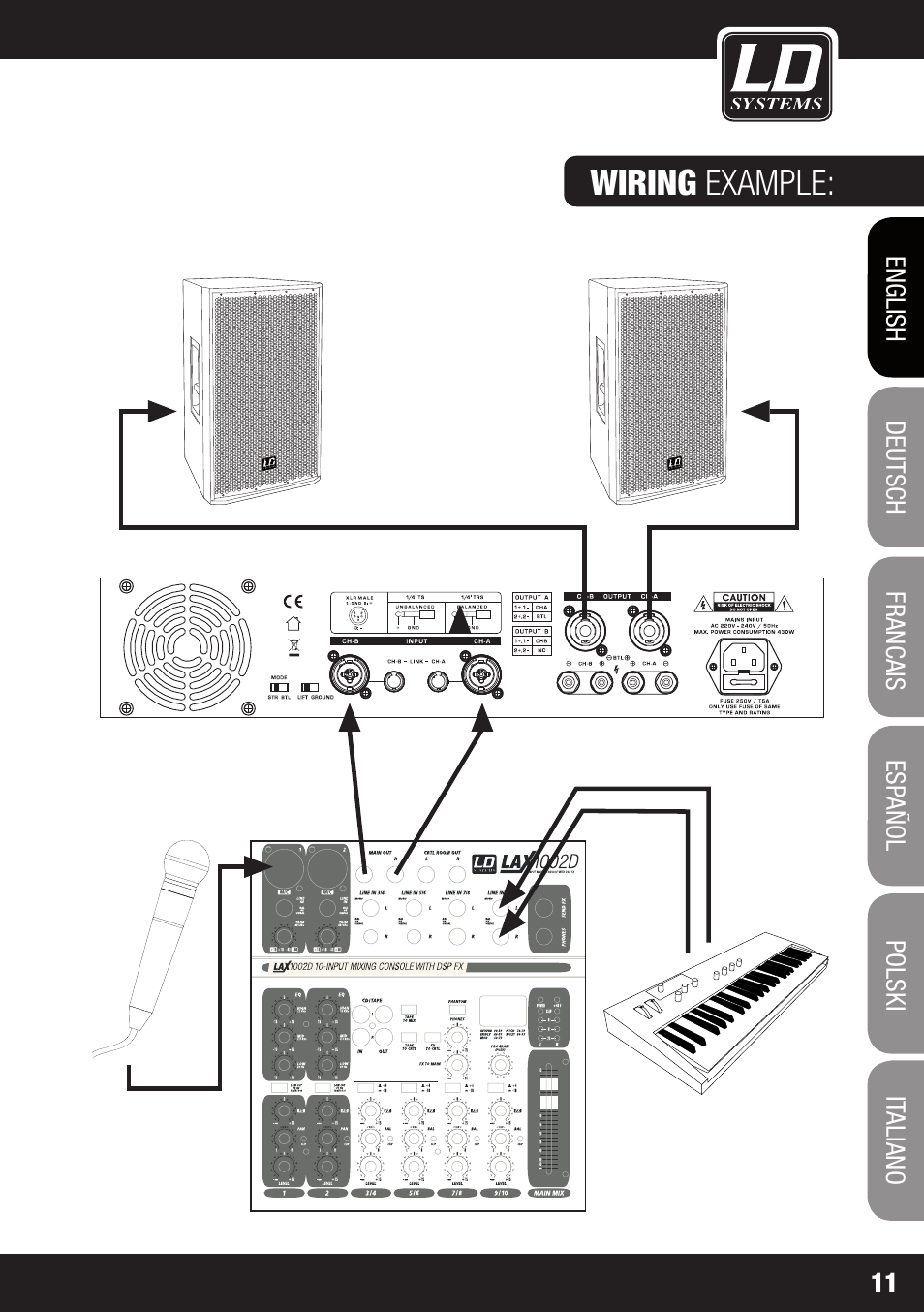 Wiring example | LD Systems DJ 800 User Manual | Page 11 / 86