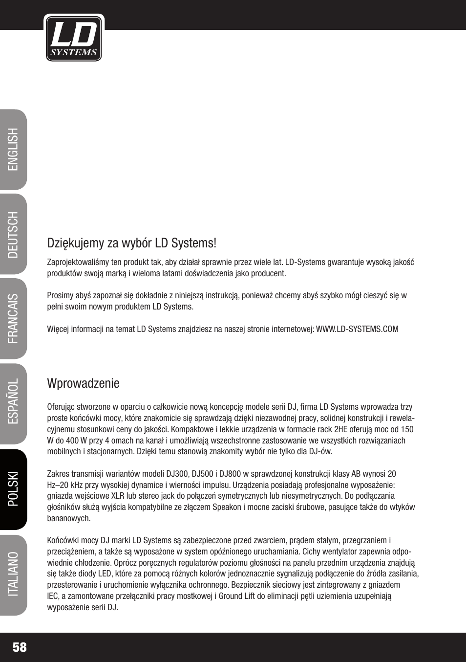 LD Systems DJ 800 User Manual | Page 58 / 86