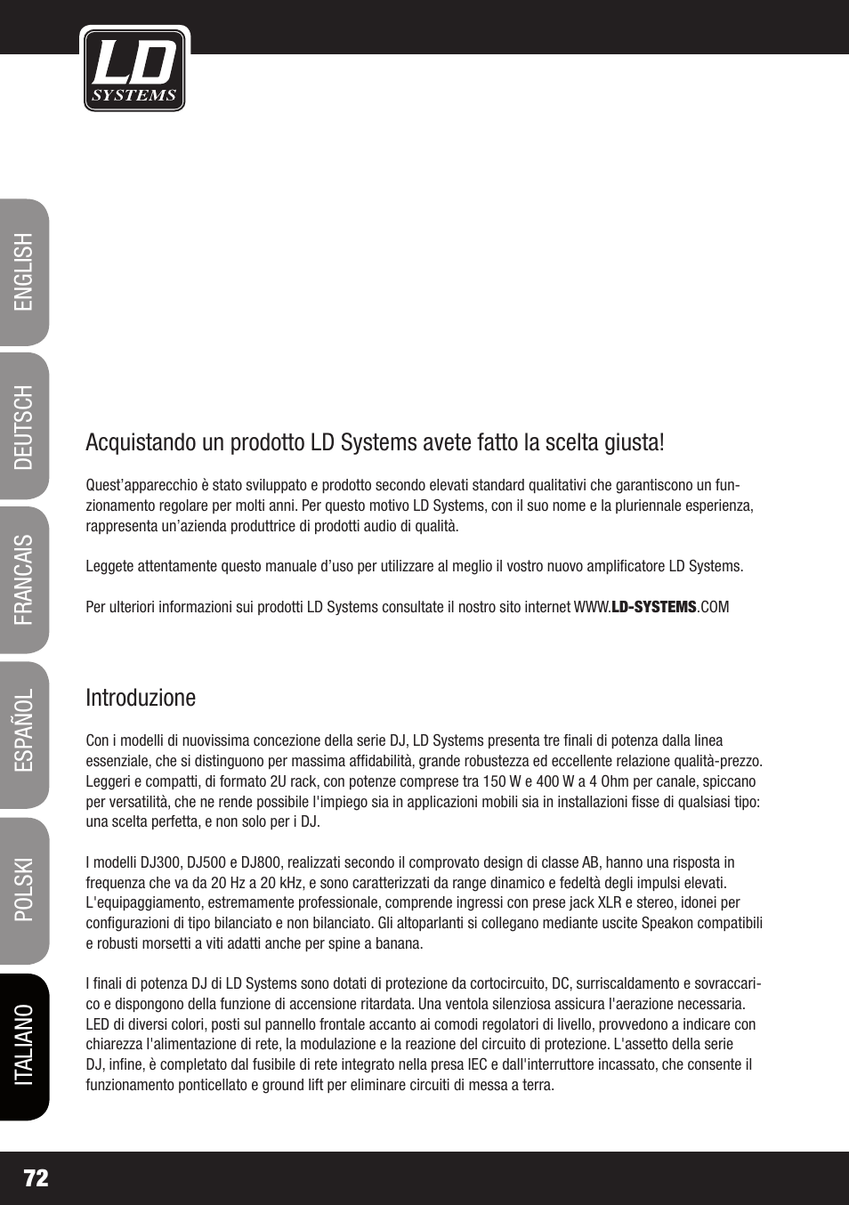 LD Systems DJ 800 User Manual | Page 72 / 86