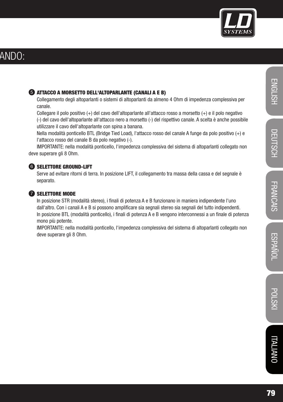 LD Systems DJ 800 User Manual | Page 79 / 86