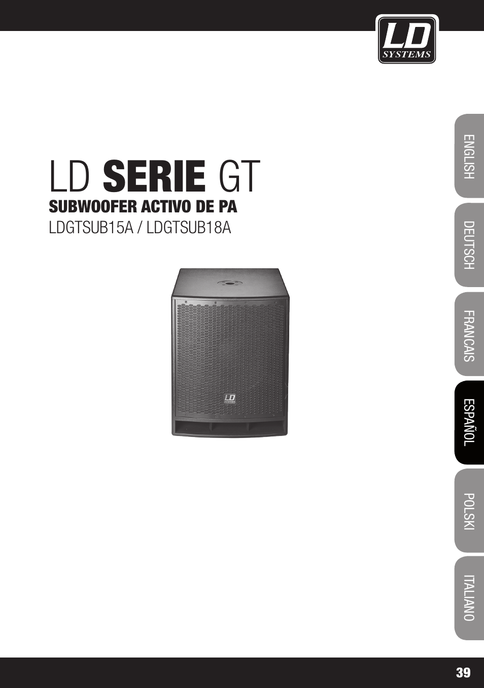 Ld serie gt | LD Systems GT SUB 15 A User Manual | Page 39 / 76