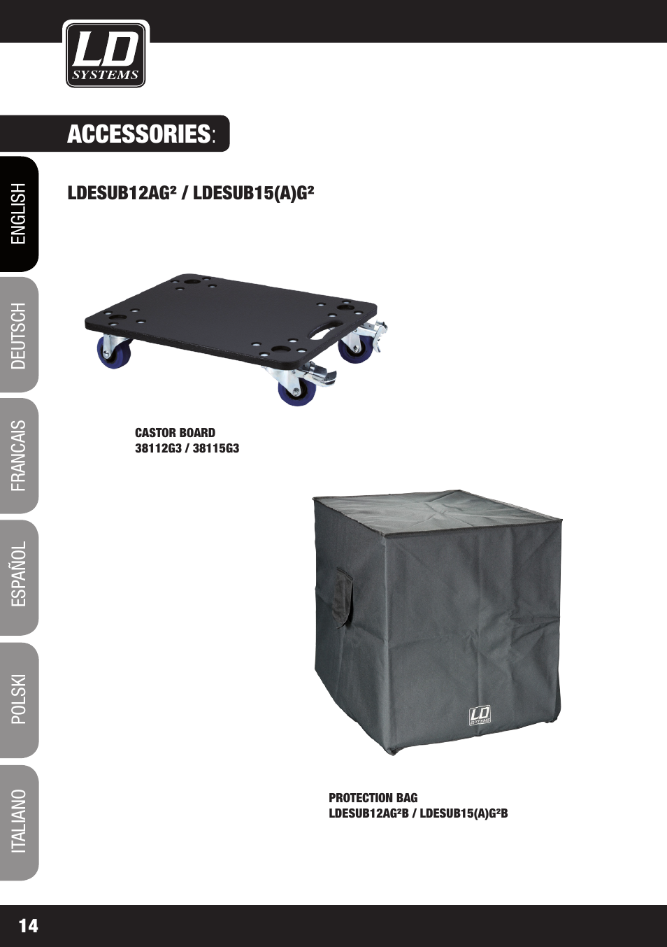 Accessories | LD Systems STINGER SUB 15 A G2 User Manual | Page 14 / 110