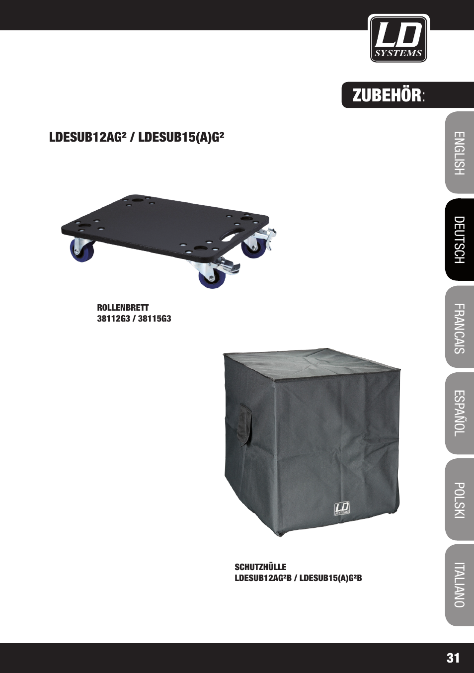 Zubehör | LD Systems STINGER SUB 15 A G2 User Manual | Page 31 / 110
