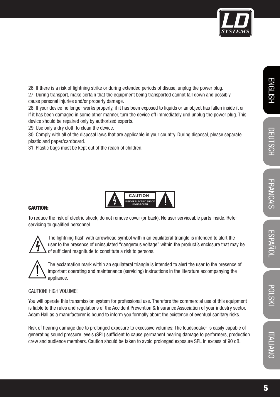 LD Systems STINGER SUB 15 A G2 User Manual | Page 5 / 110