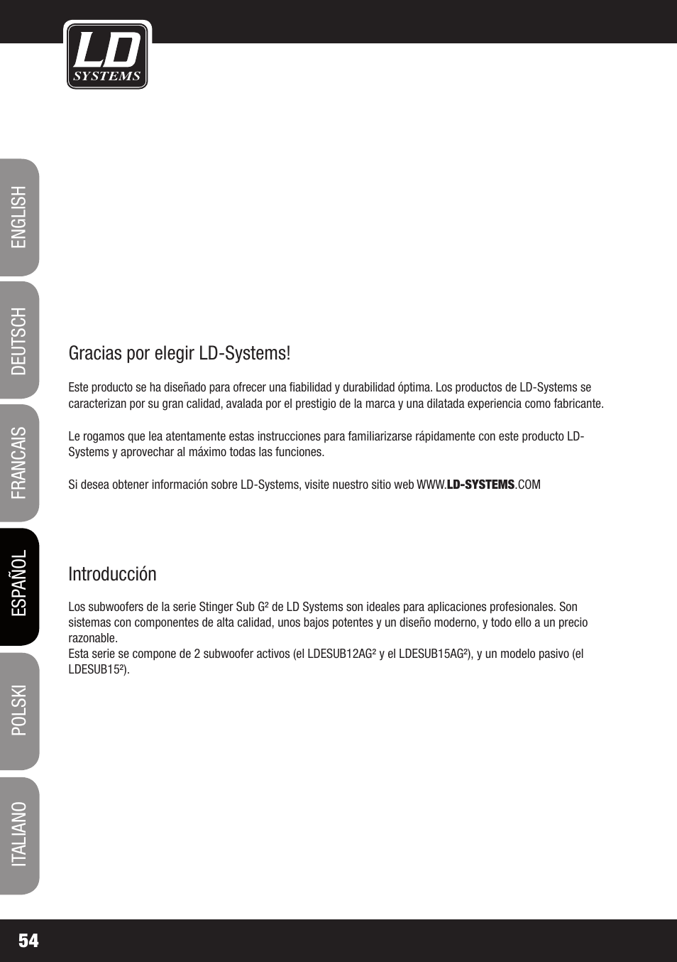 LD Systems STINGER SUB 15 A G2 User Manual | Page 54 / 110