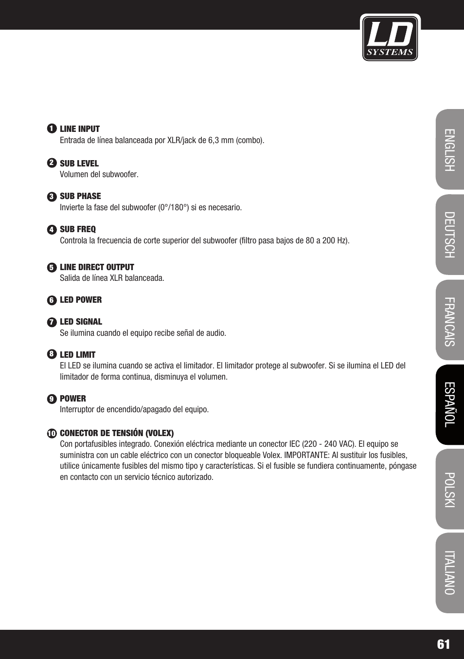 LD Systems STINGER SUB 15 A G2 User Manual | Page 61 / 110