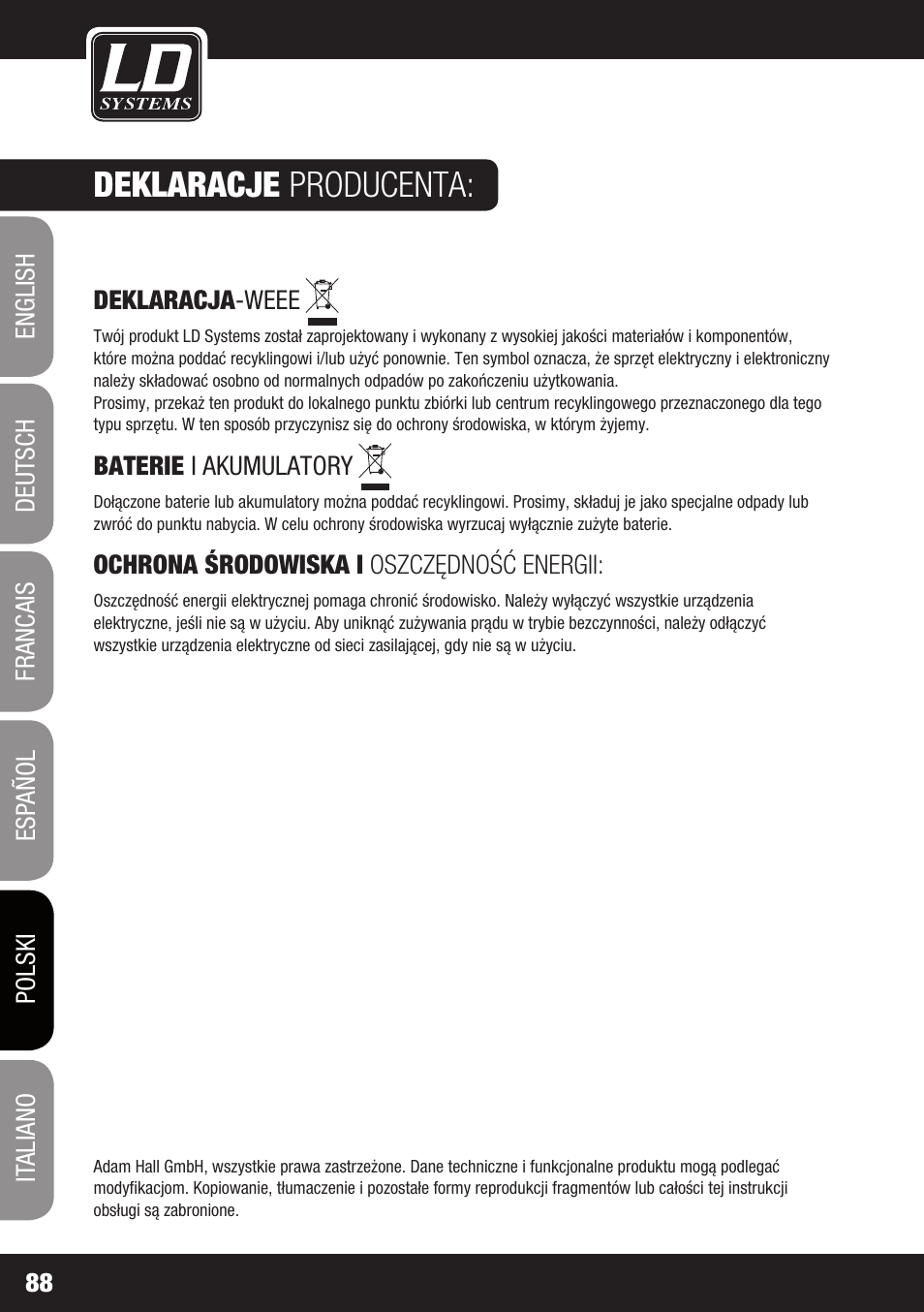 Deklaracje producenta | LD Systems STINGER SUB 15 A G2 User Manual | Page 88 / 110