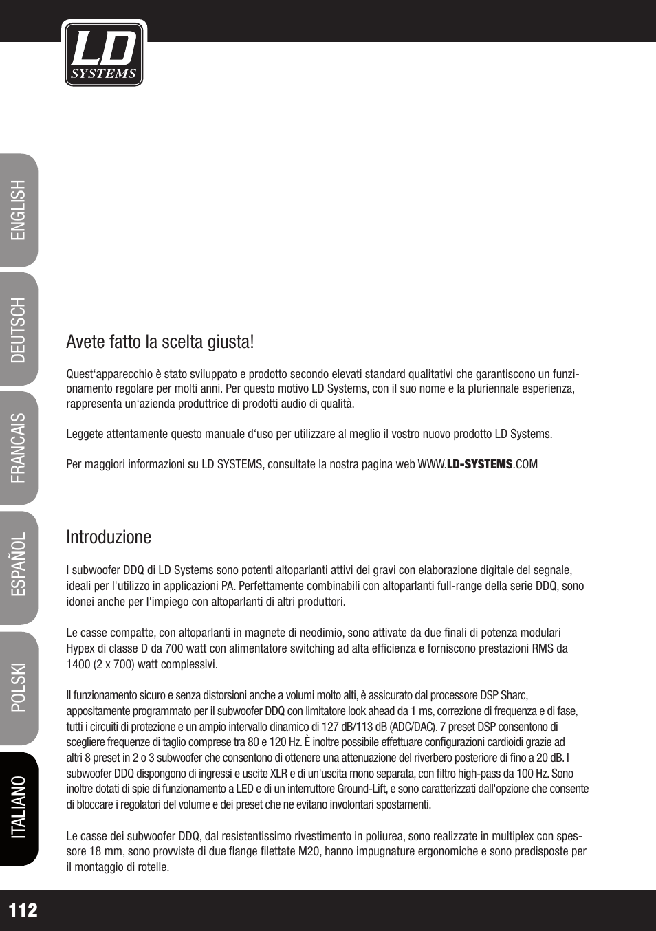 LD Systems DDQ SUB 18 User Manual | Page 112 / 136