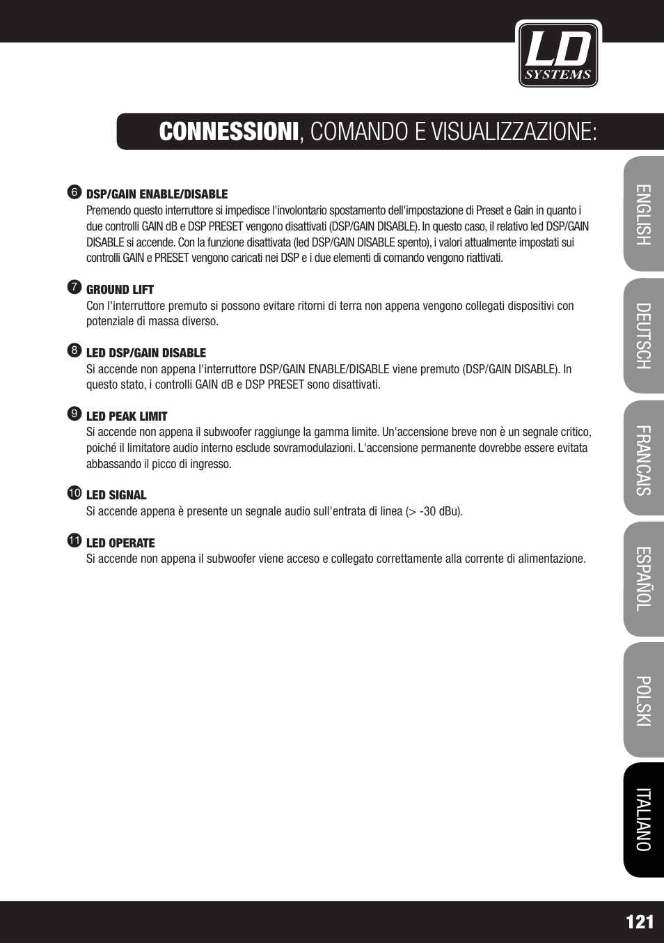 Connessioni , comando e visualizzazione | LD Systems DDQ SUB 18 User Manual | Page 121 / 136