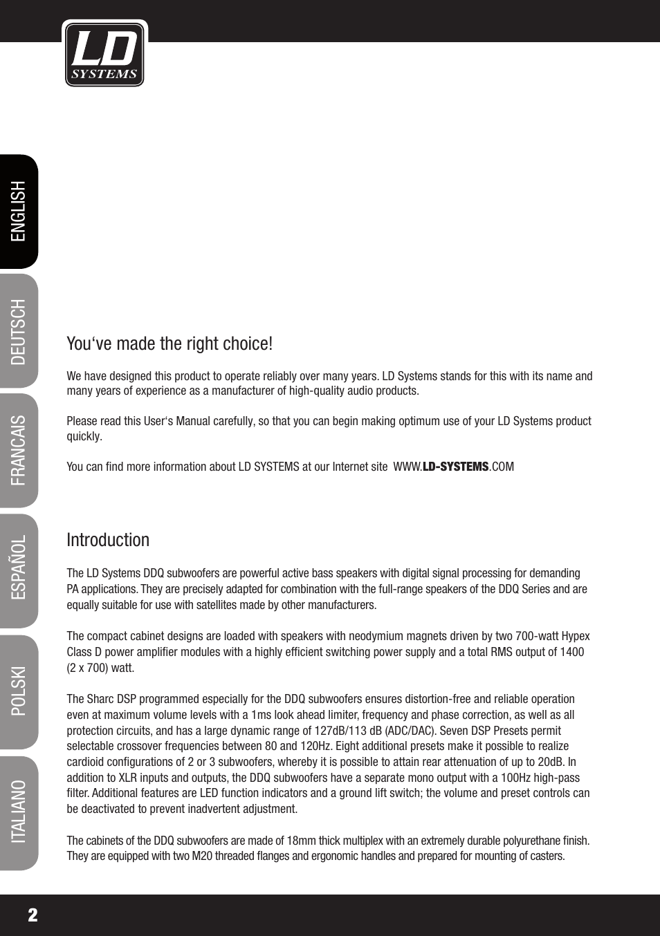 LD Systems DDQ SUB 18 User Manual | Page 2 / 136