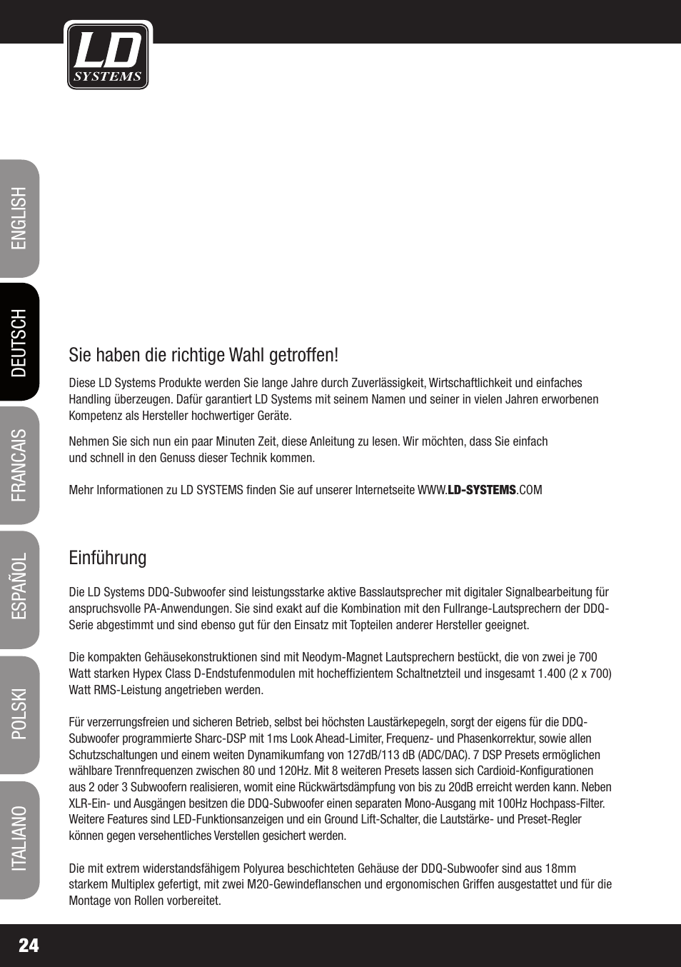 LD Systems DDQ SUB 18 User Manual | Page 24 / 136