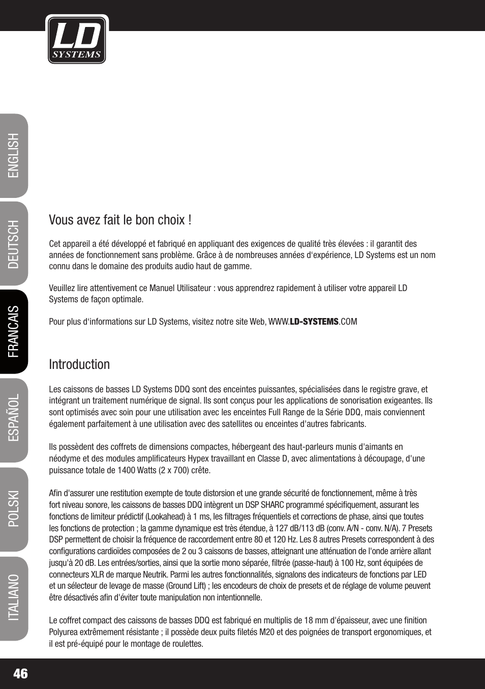 LD Systems DDQ SUB 18 User Manual | Page 46 / 136
