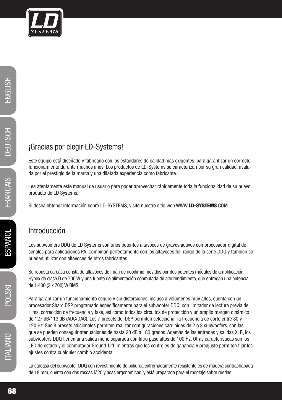 LD Systems DDQ SUB 18 User Manual | Page 68 / 136