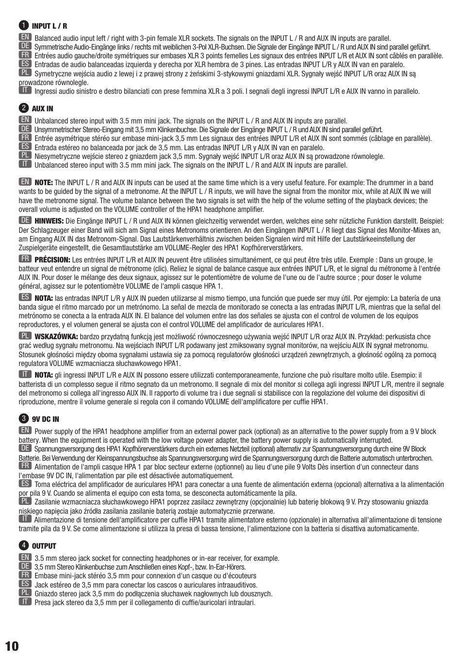 LD Systems HPA 1 User Manual | Page 10 / 20
