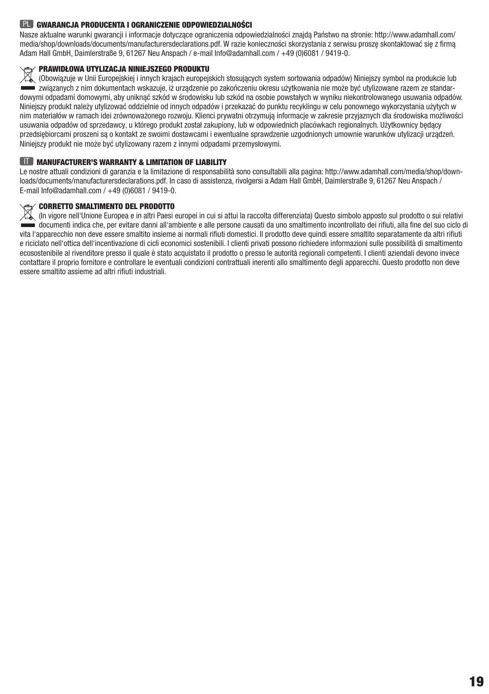 LD Systems HPA 1 User Manual | Page 19 / 20