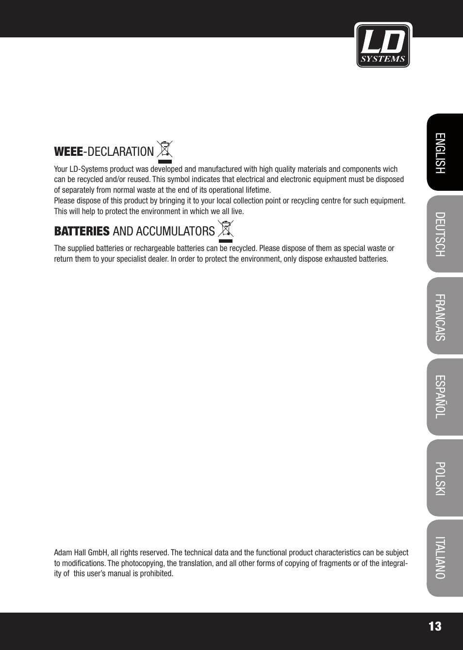 LD Systems X 223 User Manual | Page 13 / 76