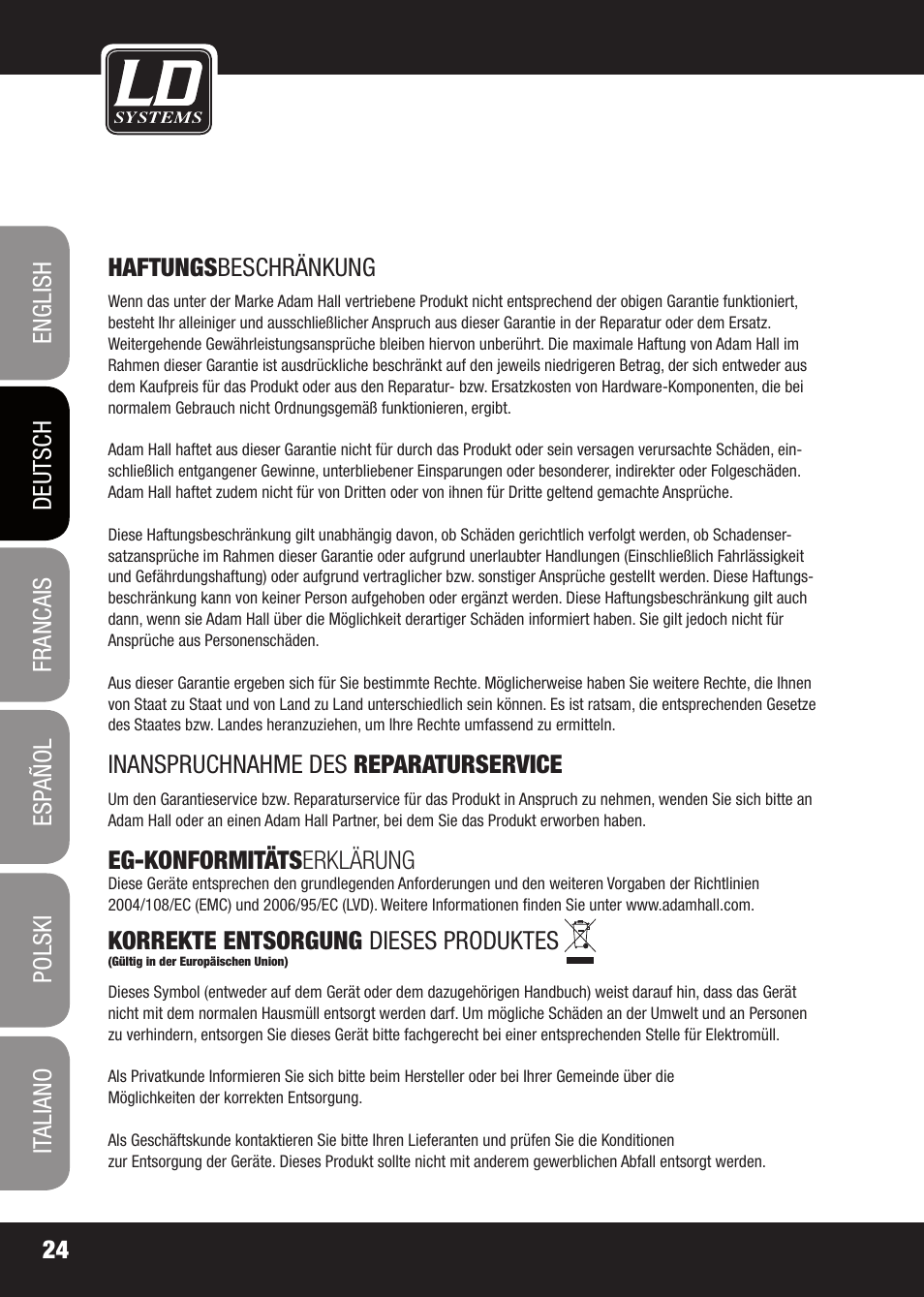 LD Systems X 223 User Manual | Page 24 / 76