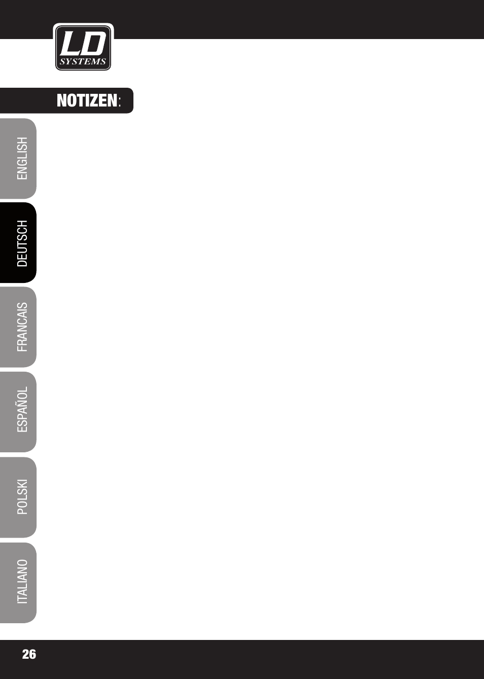 Notizen | LD Systems X 223 User Manual | Page 26 / 76