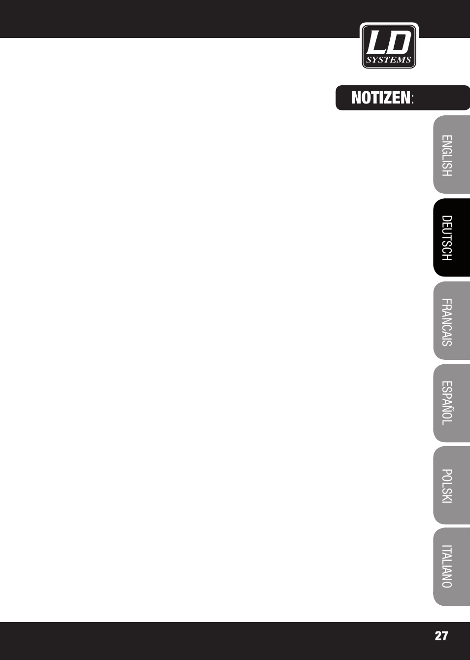 Notizen | LD Systems X 223 User Manual | Page 27 / 76