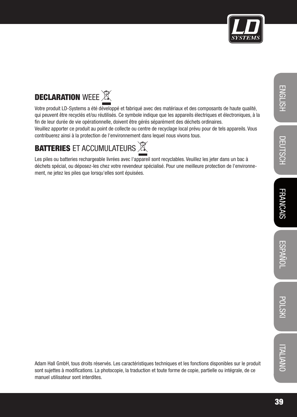 LD Systems X 223 User Manual | Page 39 / 76