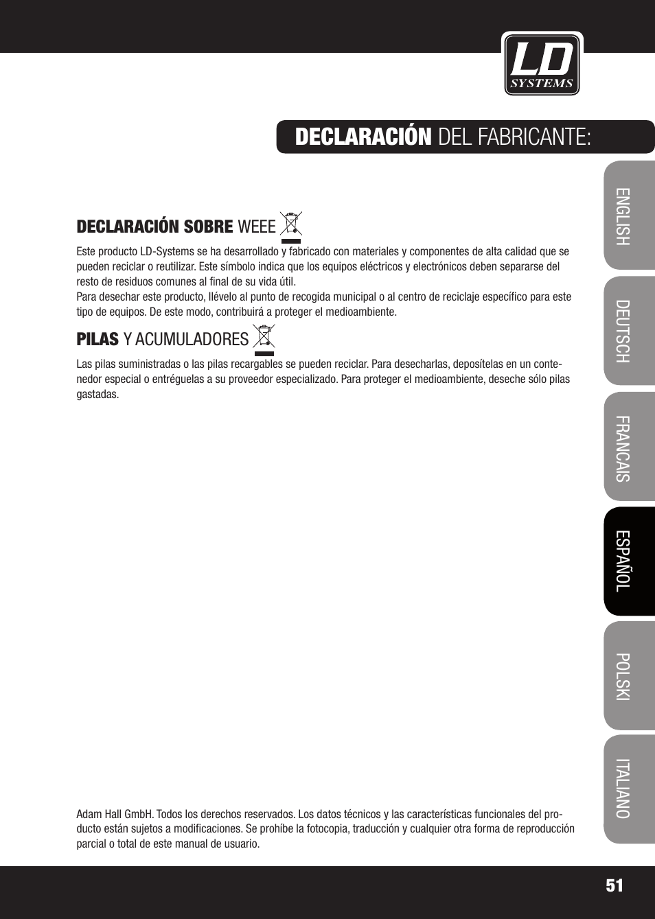 Declaración del fabricante | LD Systems X 223 User Manual | Page 51 / 76