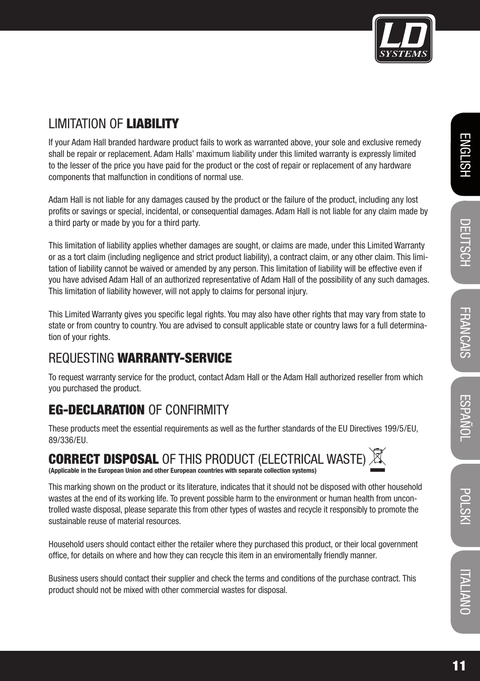 LD Systems DS 21 User Manual | Page 11 / 76