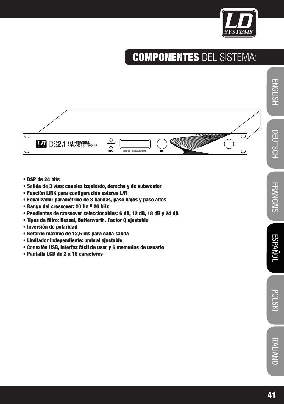 Componentes del sistema | LD Systems DS 21 User Manual | Page 41 / 76