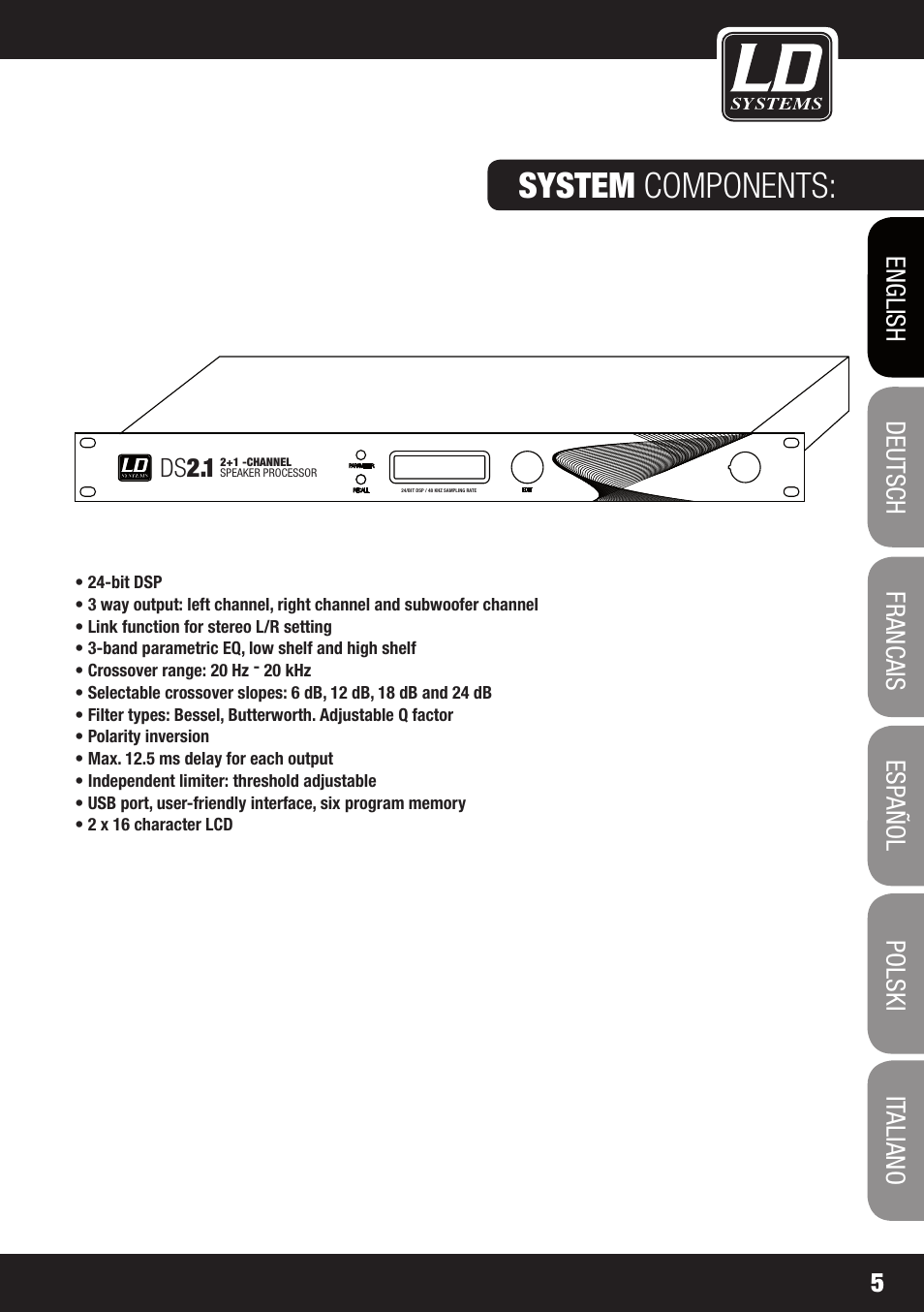 System components | LD Systems DS 21 User Manual | Page 5 / 76