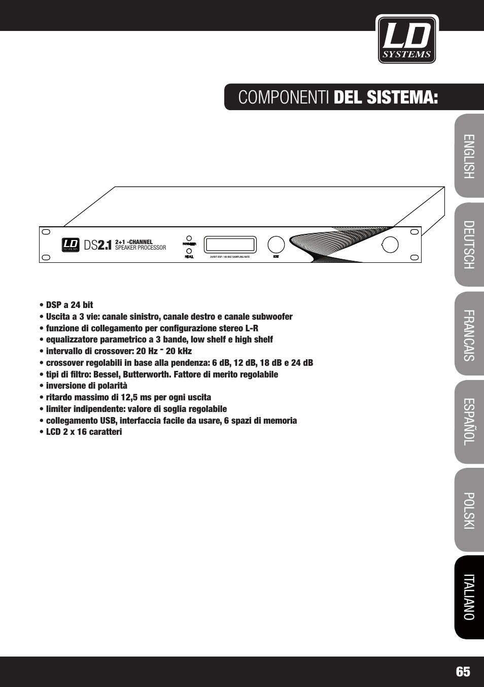 Componenti del sistema | LD Systems DS 21 User Manual | Page 65 / 76