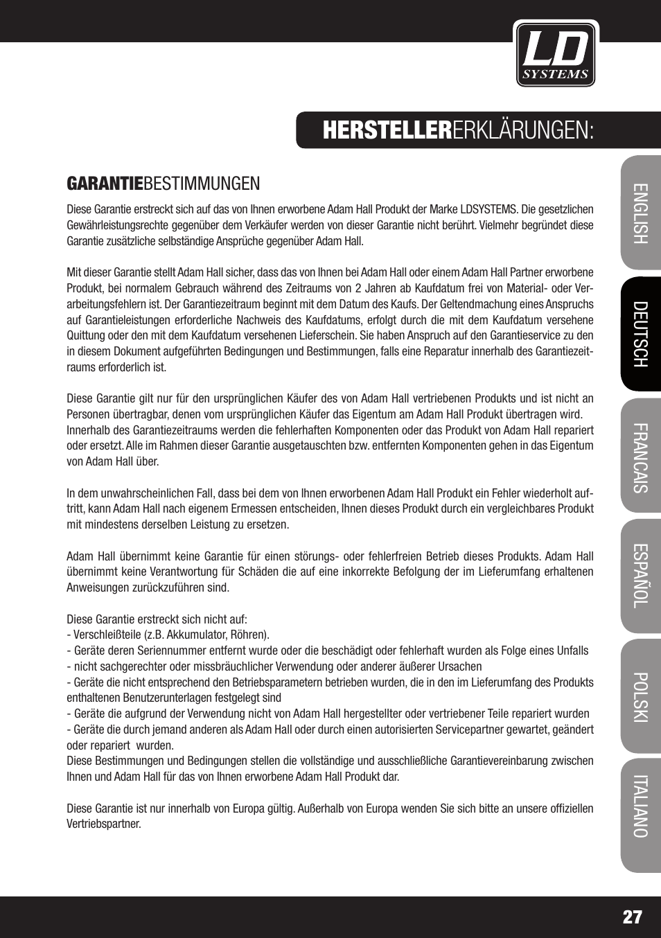 Hersteller erklärungen | LD Systems HPA 6 User Manual | Page 27 / 88