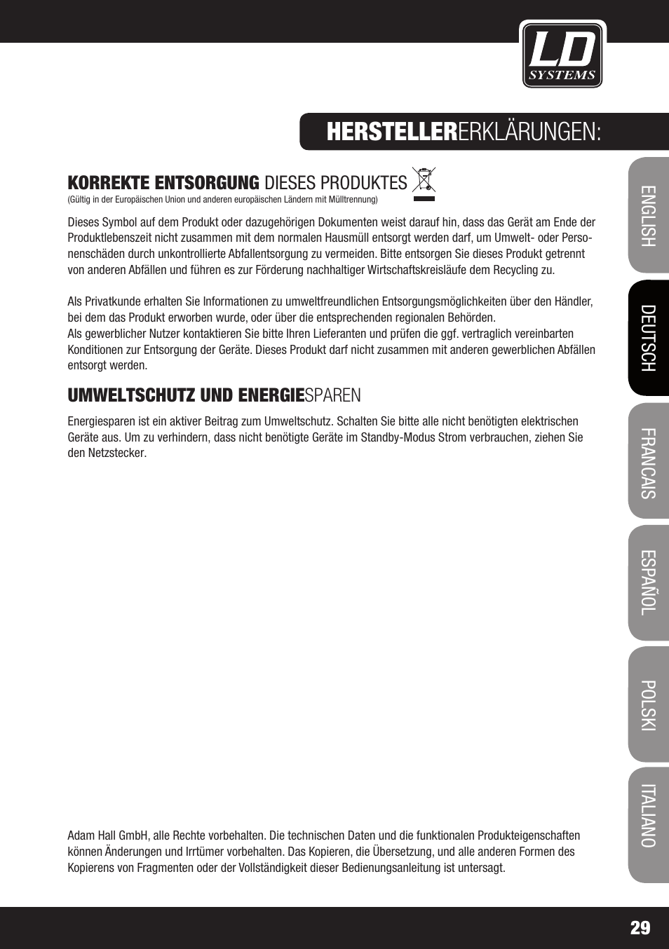 Hersteller erklärungen | LD Systems HPA 6 User Manual | Page 29 / 88