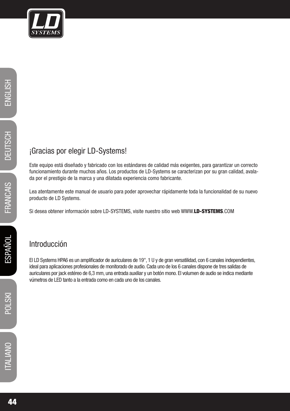 LD Systems HPA 6 User Manual | Page 44 / 88
