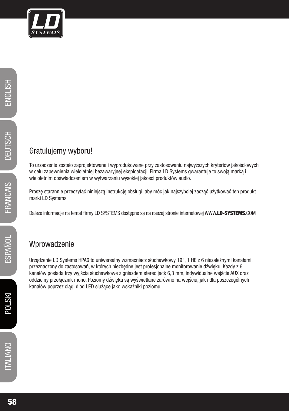 LD Systems HPA 6 User Manual | Page 58 / 88