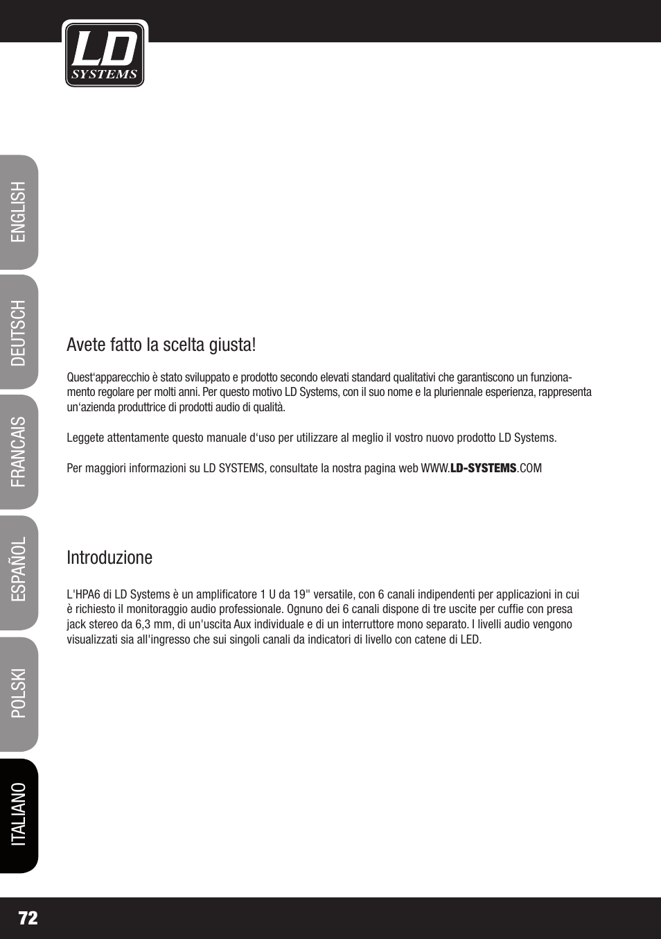 LD Systems HPA 6 User Manual | Page 72 / 88