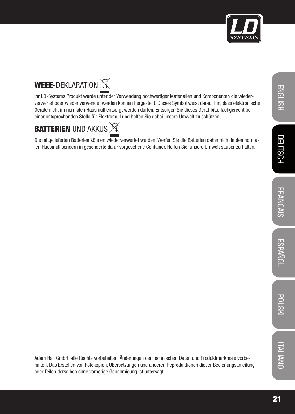 LD Systems EQ 215 User Manual | Page 21 / 64