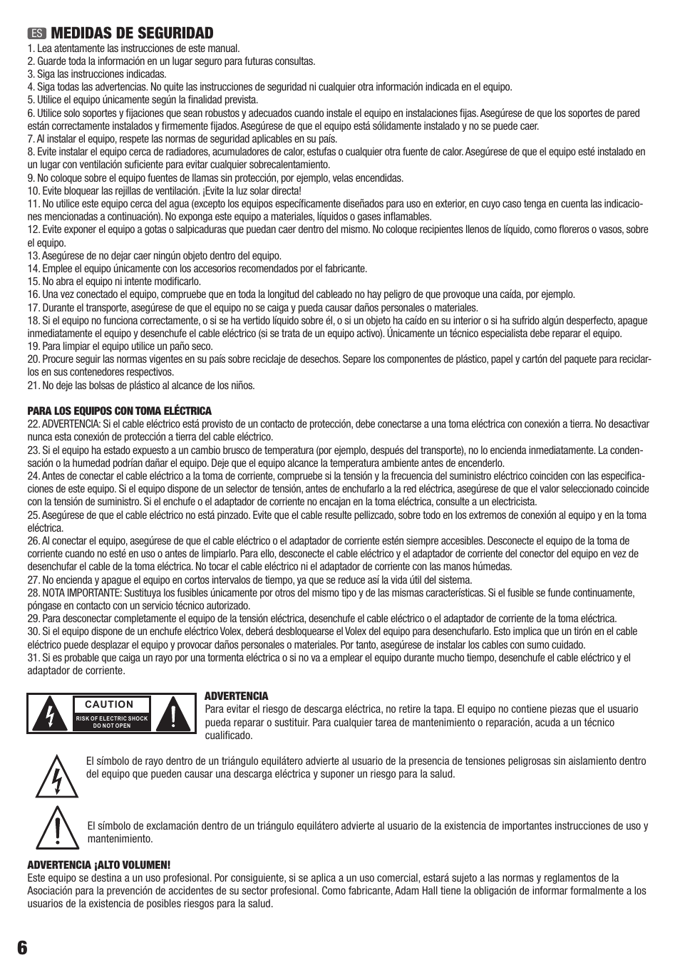Medidas de seguridad | LD Systems AM 8 User Manual | Page 6 / 64