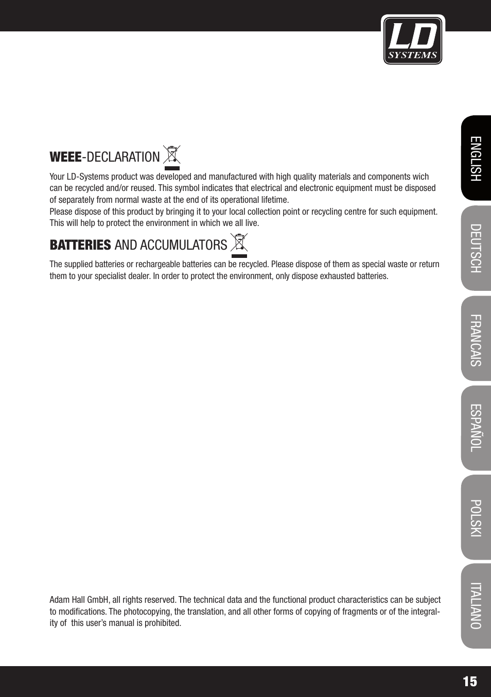 LD Systems ECO 16 User Manual | Page 15 / 86