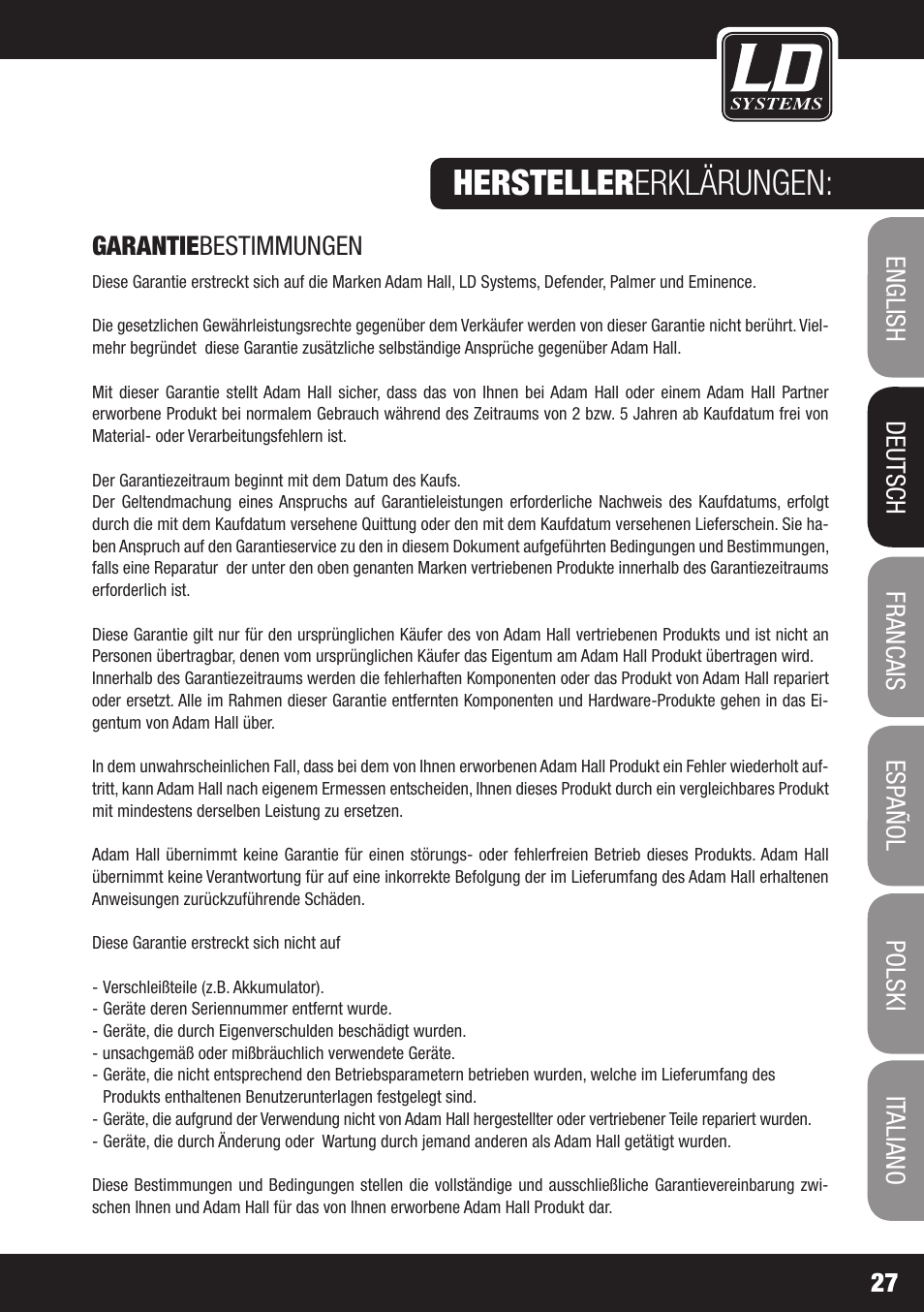 Hersteller erklärungen | LD Systems ECO 16 User Manual | Page 27 / 86