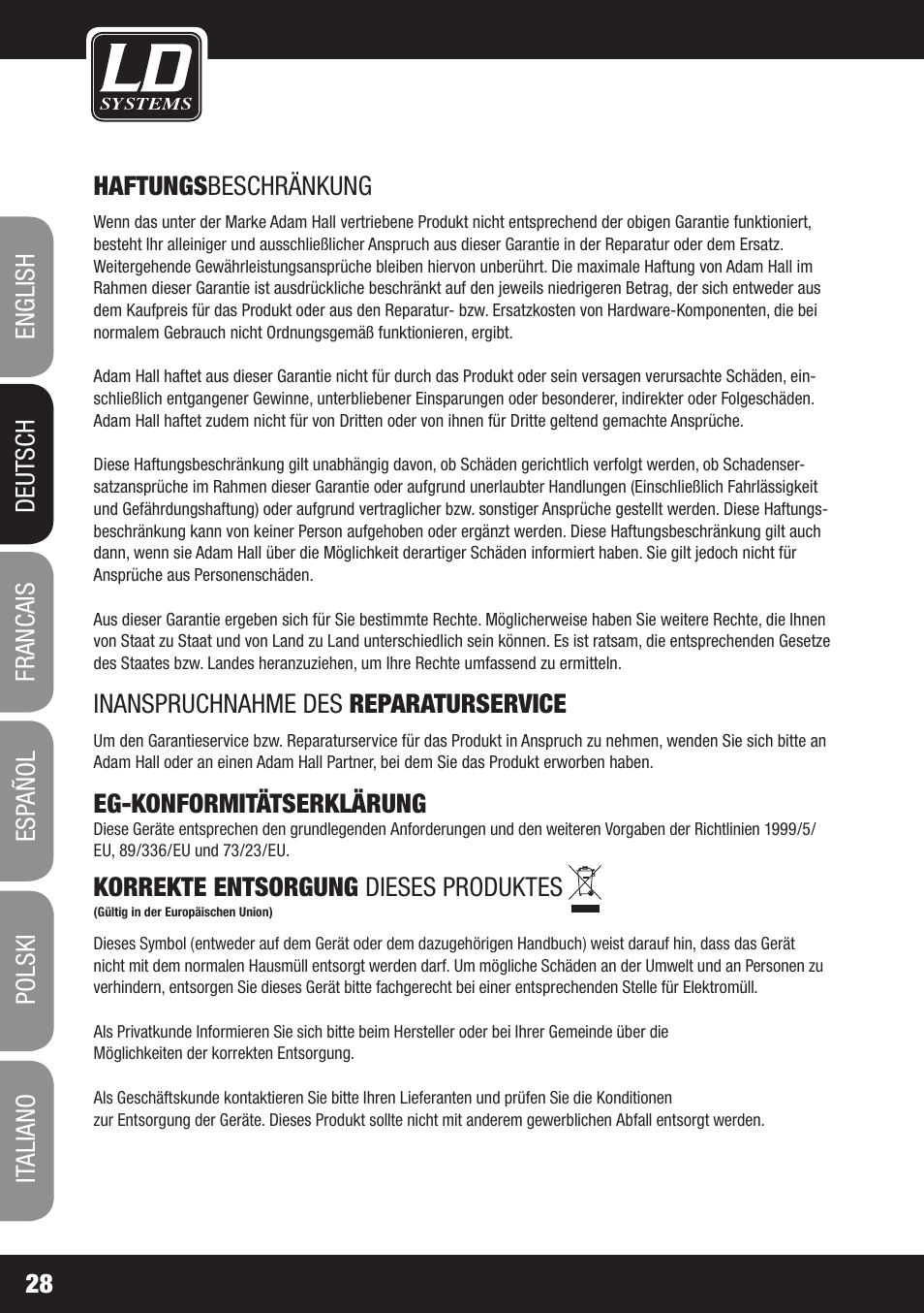 LD Systems ECO 16 User Manual | Page 28 / 86