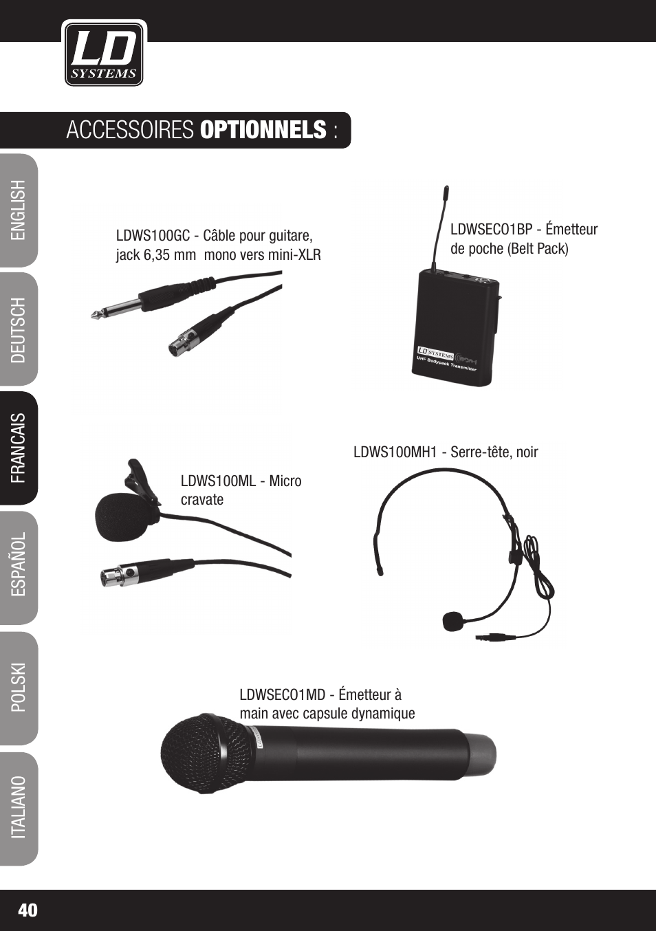 Accessoires optionnels | LD Systems ECO 16 User Manual | Page 40 / 86